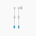0.25 CTW Bezel Set Diamond and Blue Topaz Station Earring
