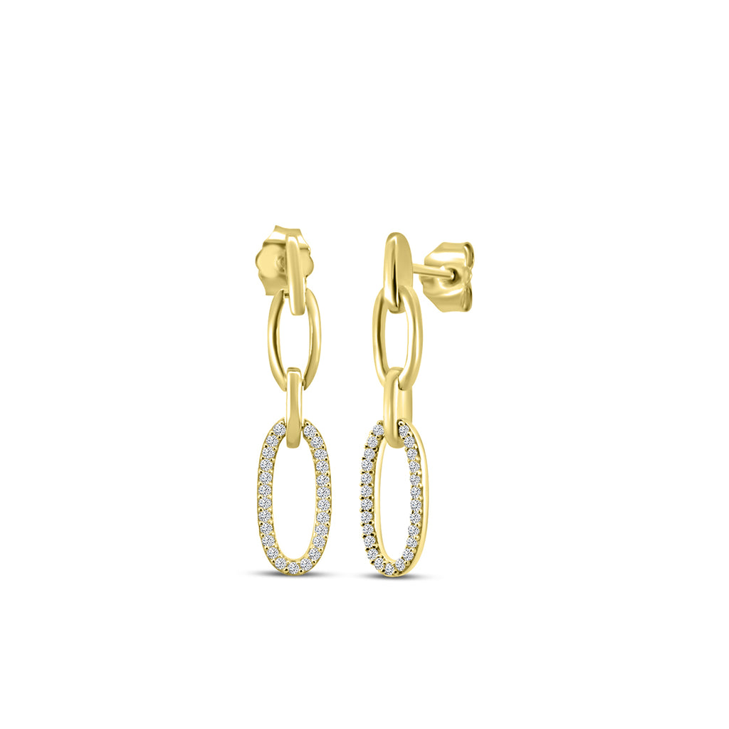 0.20 Ctw Diamond Paper Clip Oval Earring