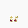 0.05 Ctw Diamond and Round Ruby Drop Earring with Push Back
