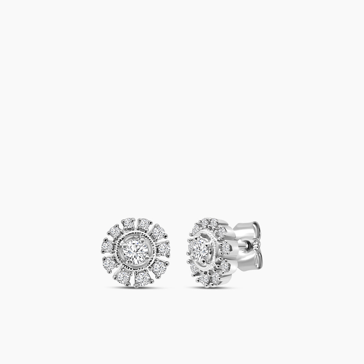 0.50 Ctw Diamond Round Flower Earring