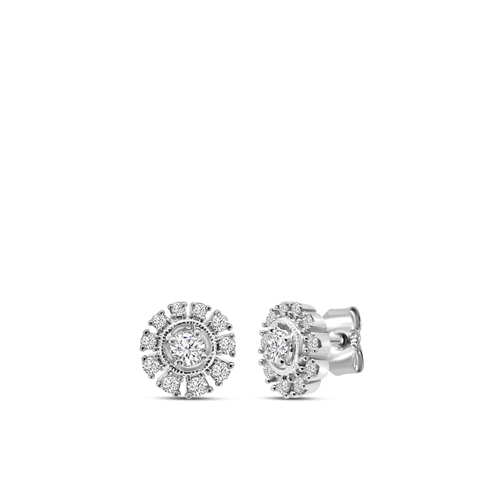 0.50 Ctw Diamond Round Flower Earring