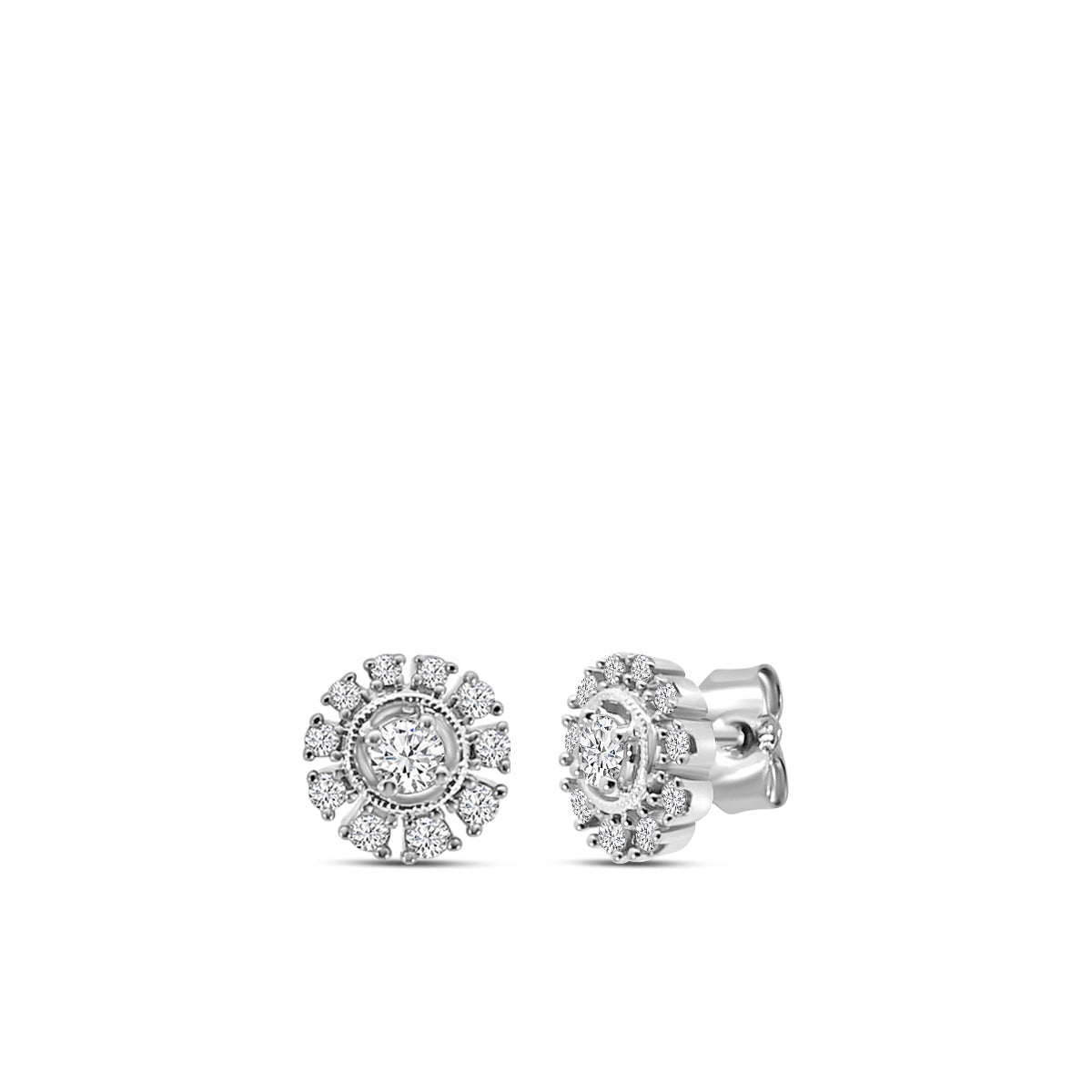 0.50 Ctw Diamond Round Flower Earring