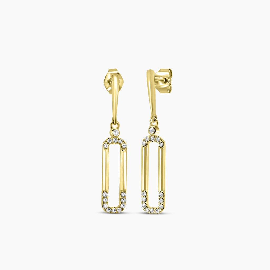 14KY 0.20 Ctw Diamond Paper Clip Earring with Push Back