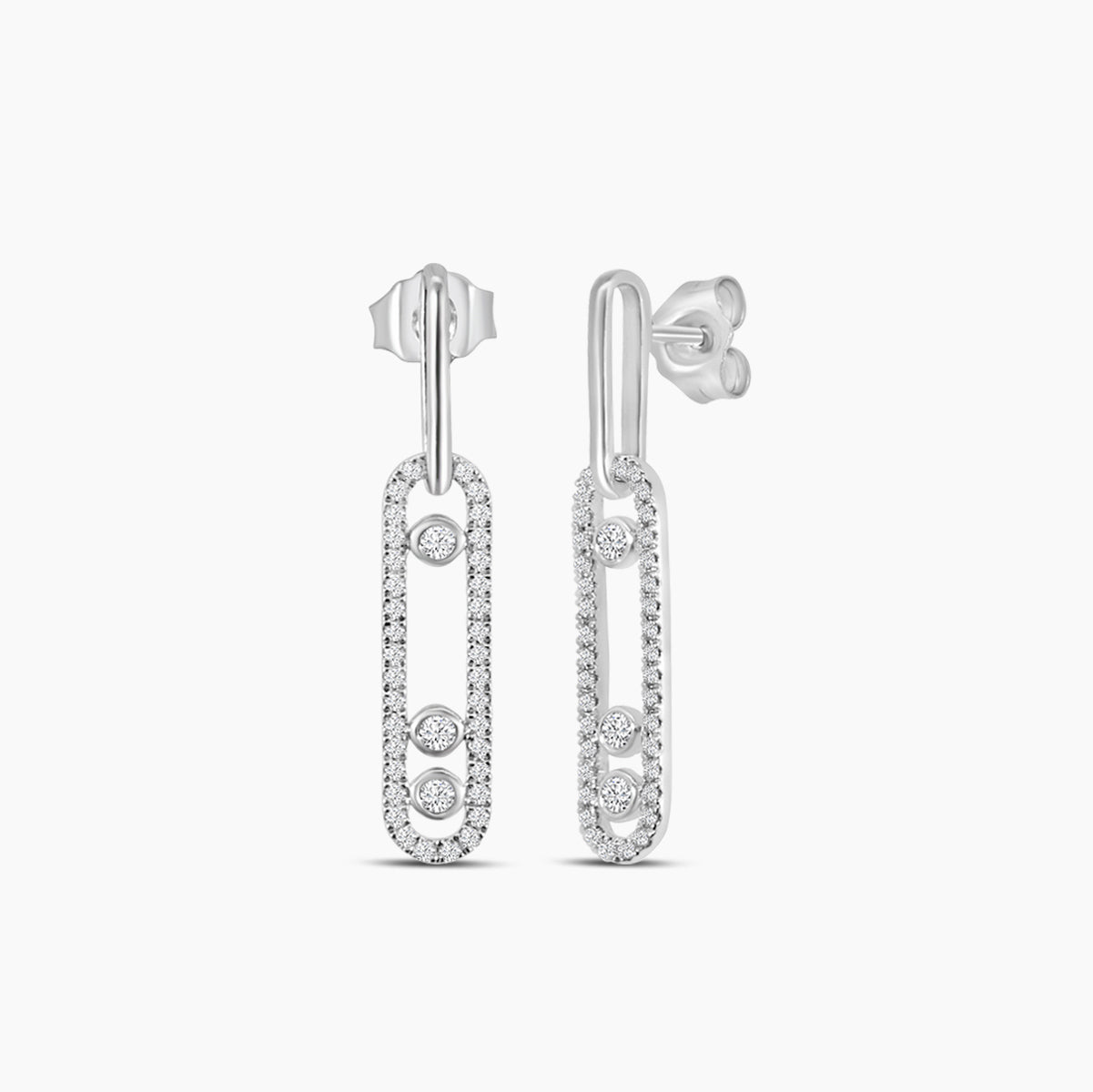 0.40 Ctw moving Diamond Paperclip Earring