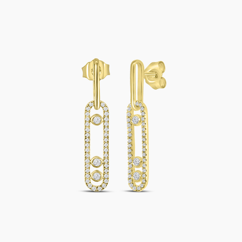 0.40 Ctw moving Diamond Paperclip Earring