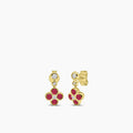 0.10 Ctw Bezel Set Diamond and Ruby Earring with 0.50 Ctw Ruby