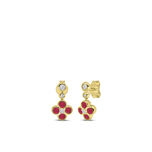 0.10 Ctw Bezel Set Diamond and Ruby Earring with 0.50 Ctw Ruby