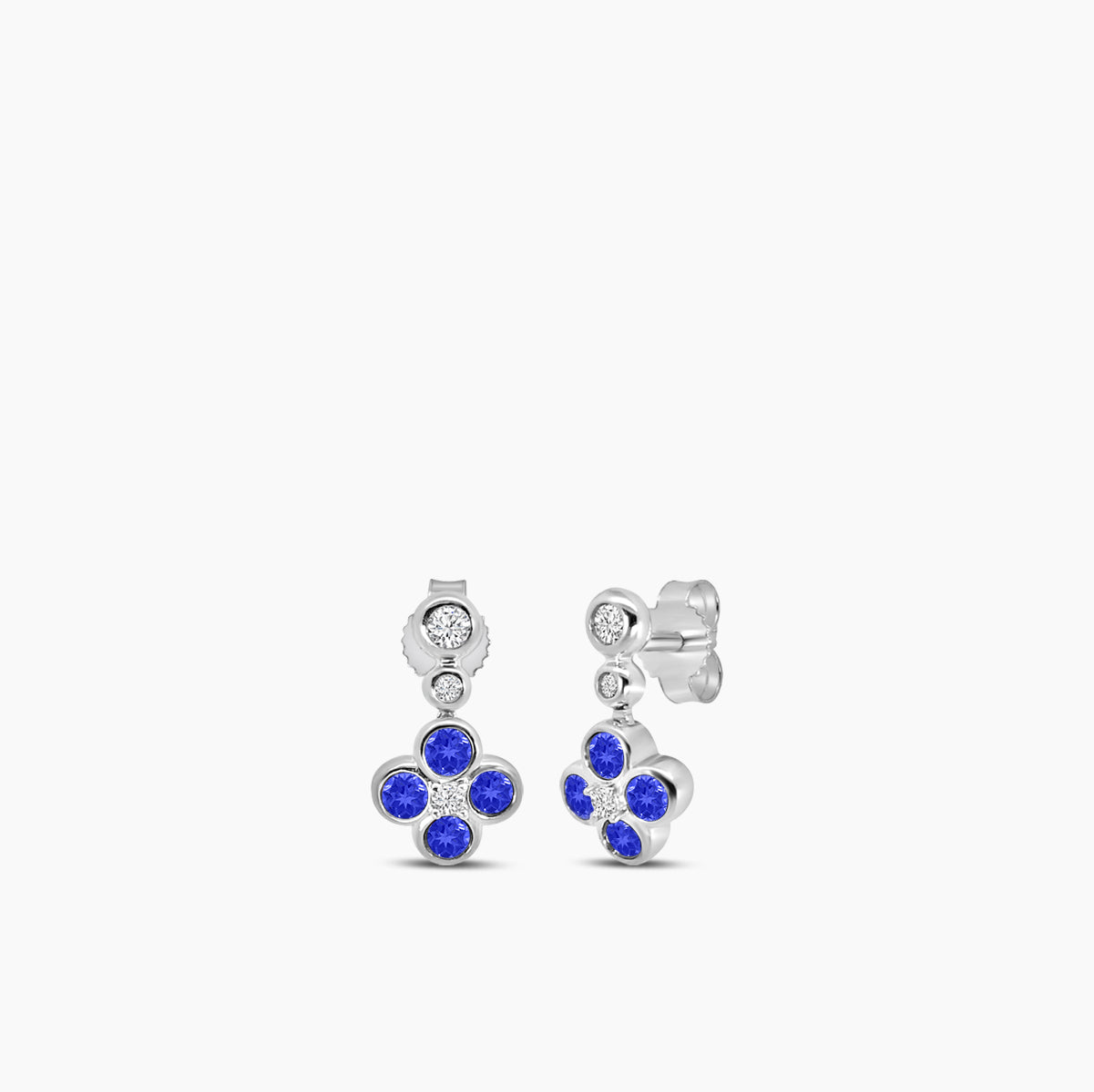 0.10 Ctw Bezel Set Diamond and Sapphire Earring with 0.50 Ctw Sapphire