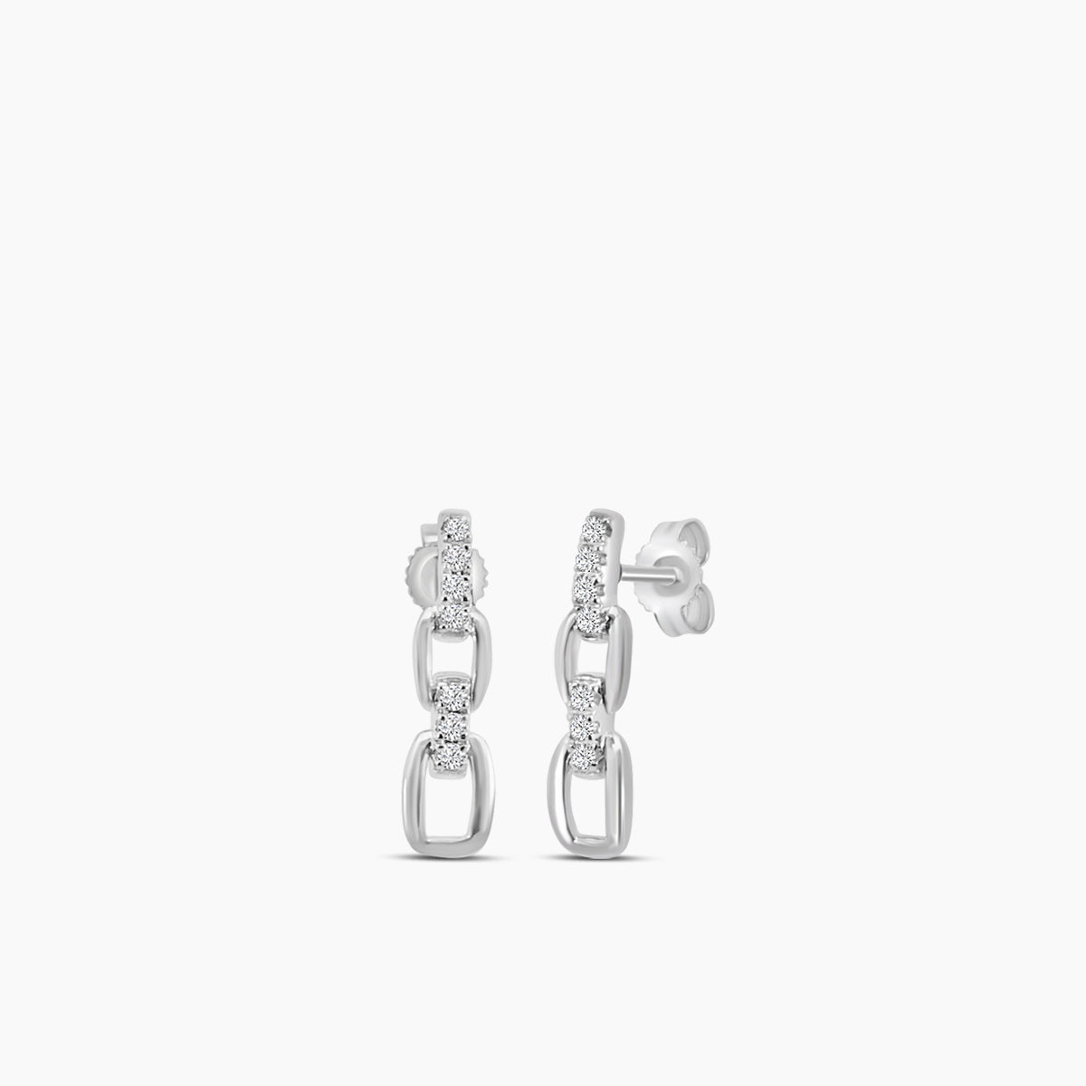 14KY 0.15 Ctw Diamond Paperclip earring