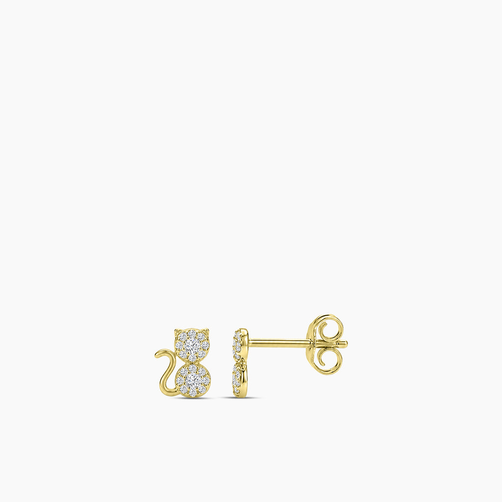 14KY 0.15 Ctw Diamond Cluster Earring