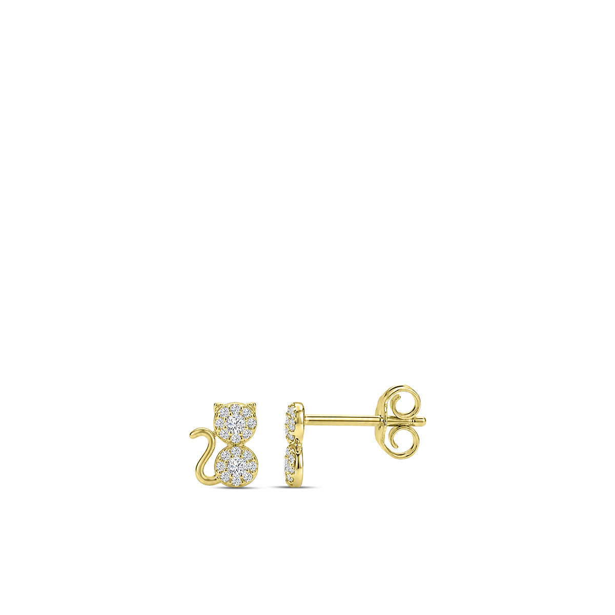 14KY 0.15 Ctw Diamond Cluster Earring