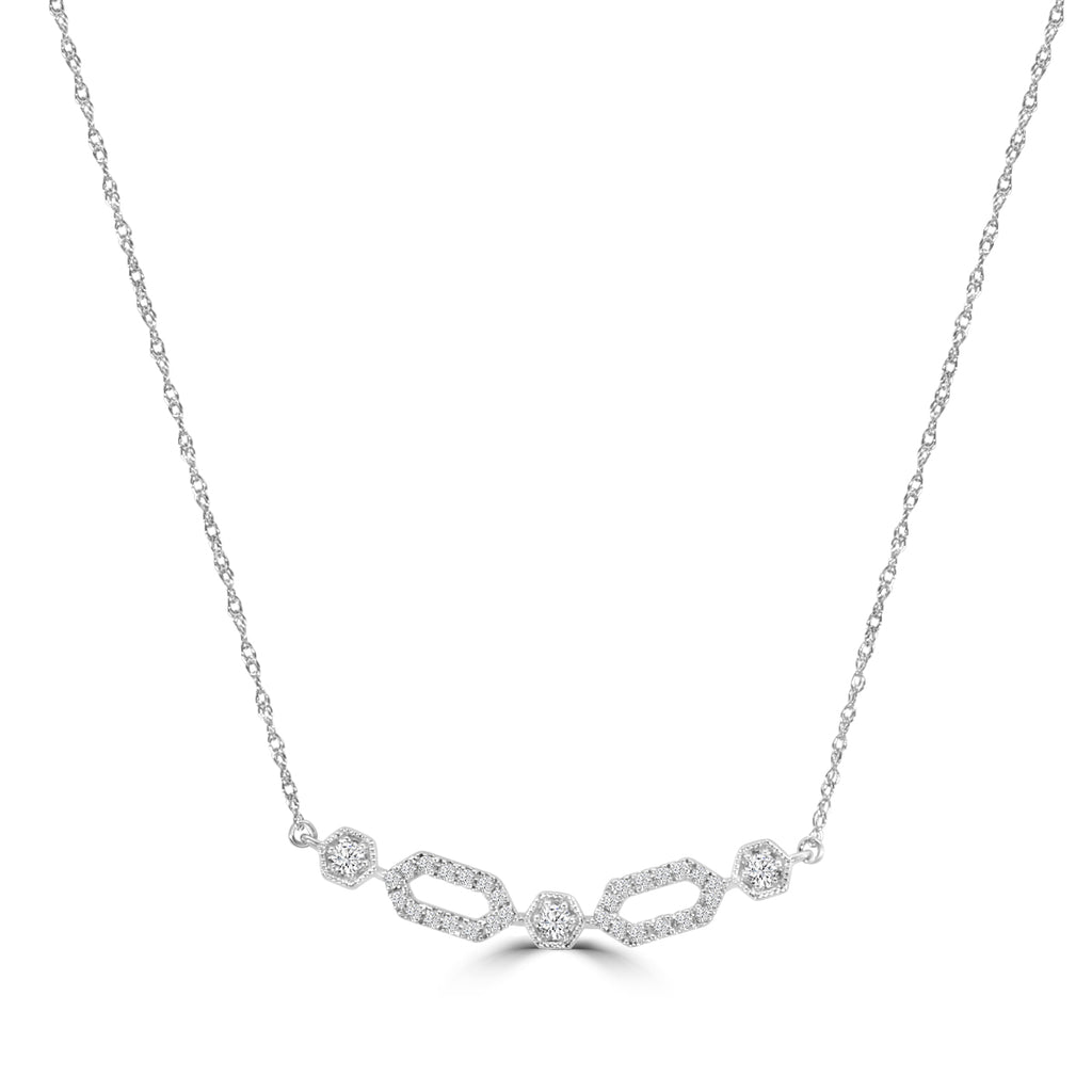 Classic 4 Prong 0.25 Ctw Diamond Fashion Paperclip Necklace with Chain