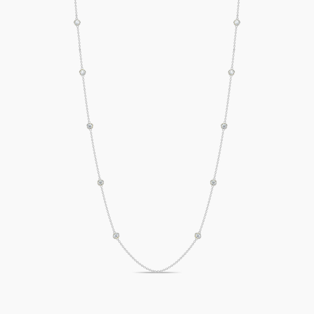 Classic 0.25 Ctw Diamond Station Necklace with 10 Stones