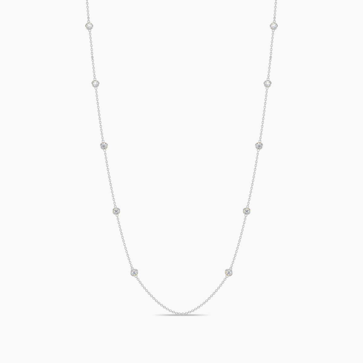 Classic 0.25 Ctw Diamond Station Necklace with 10 Stones