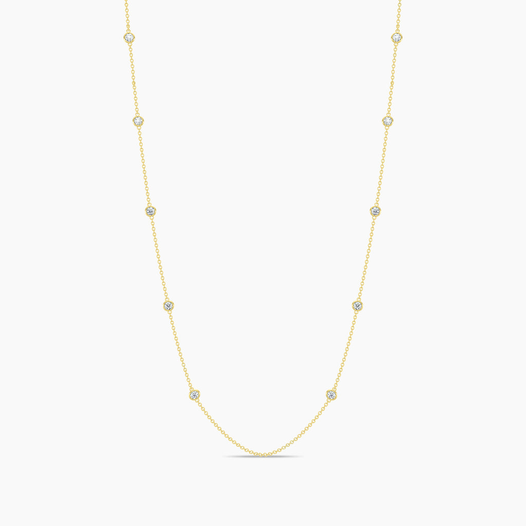 Classic 0.25 Ctw Diamond Station Necklace with 10 Stones