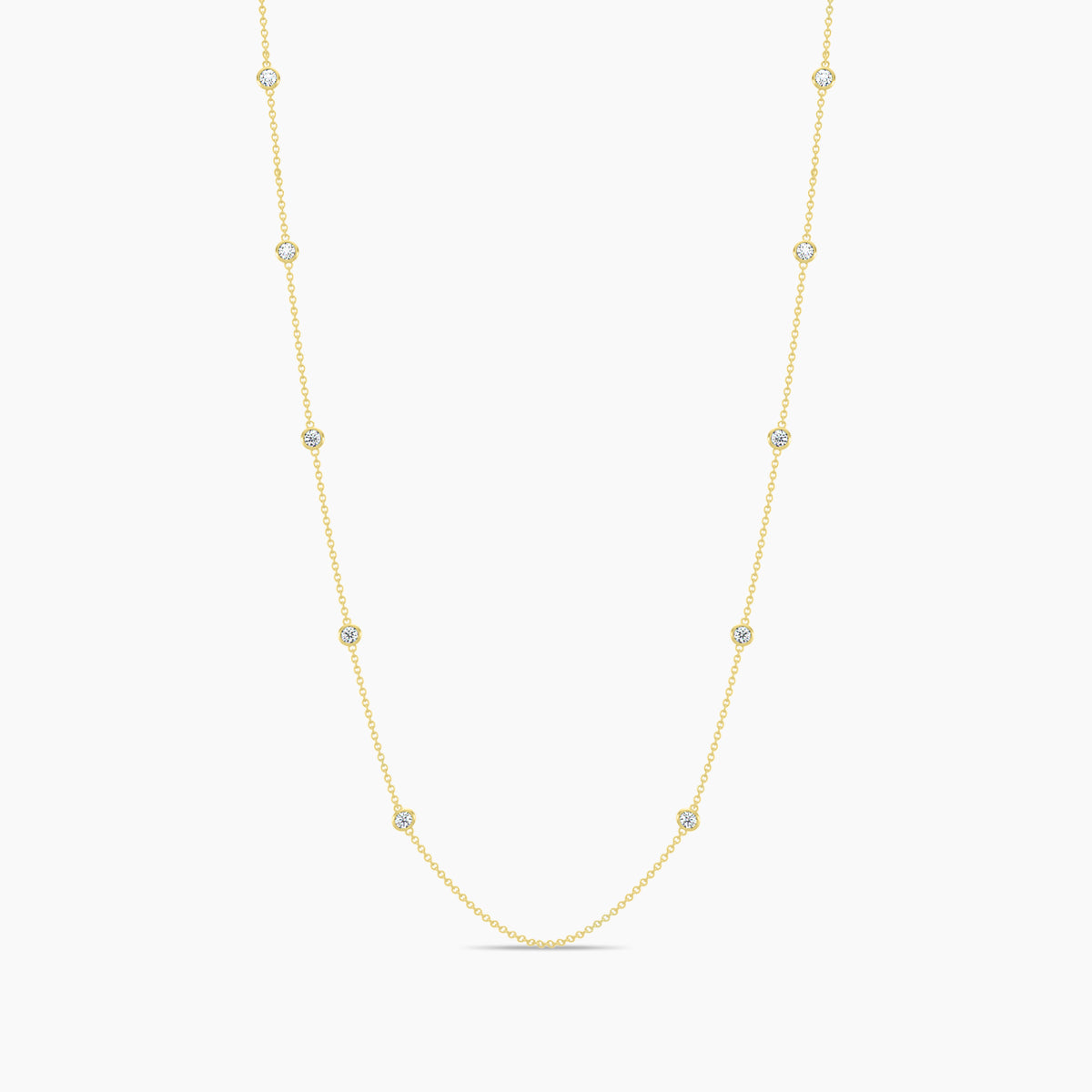 Classic 0.25 Ctw Diamond Station Necklace with 10 Stones