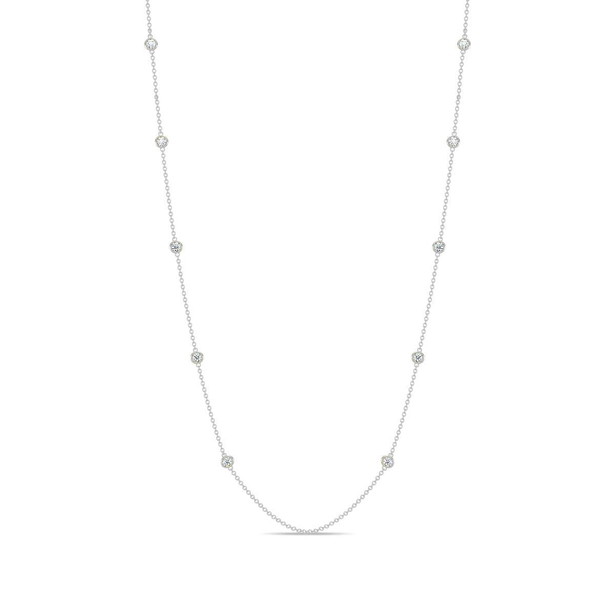 Classic 0.25 Ctw Diamond Station Necklace with 10 Stones