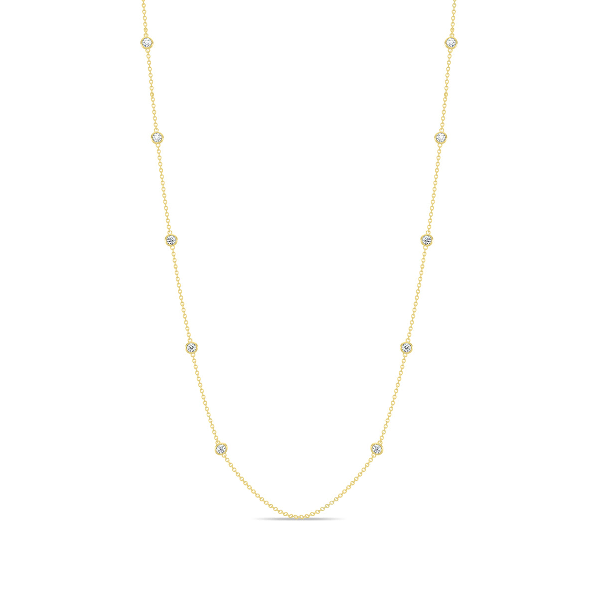 Classic 0.25 Ctw Diamond Station Necklace with 10 Stones
