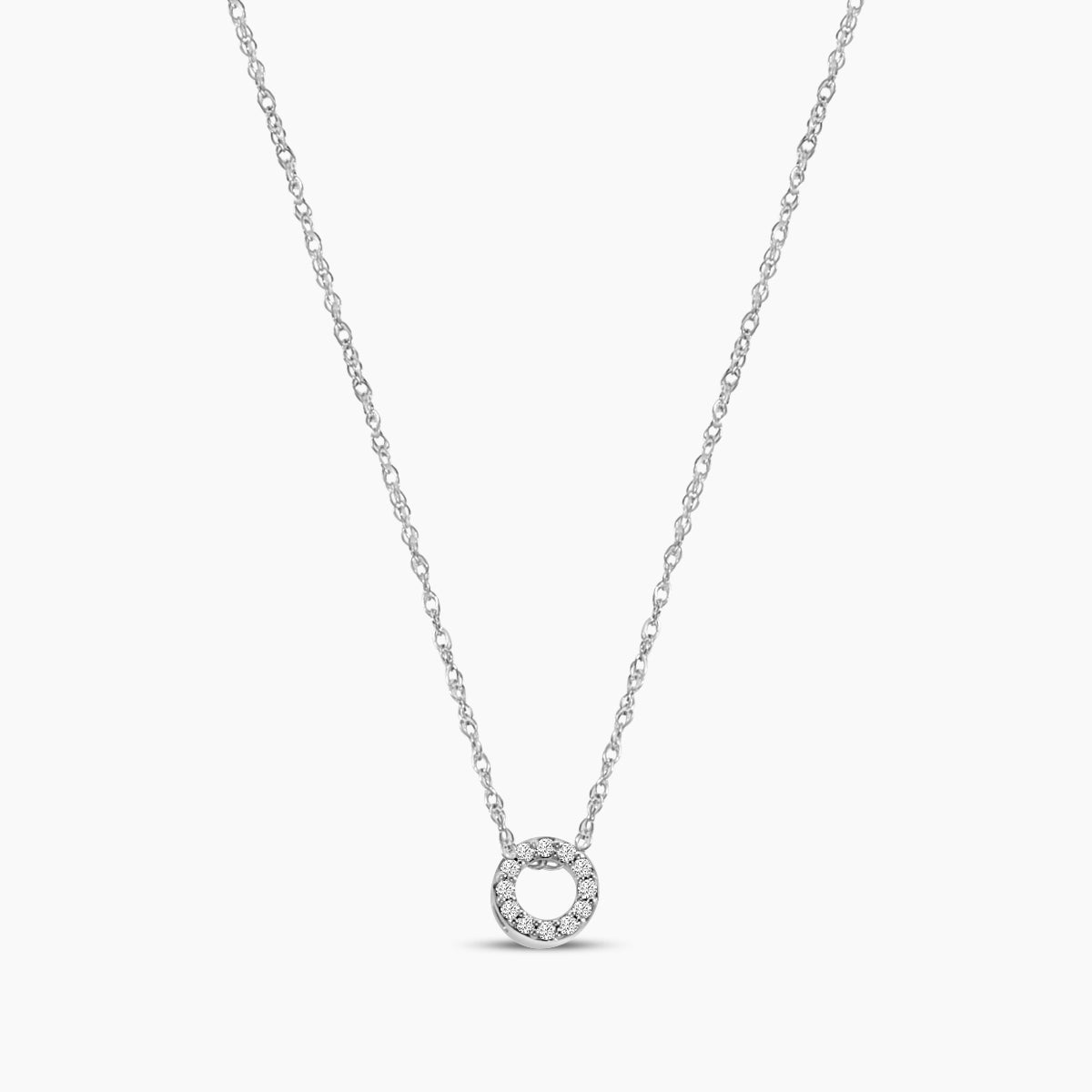 14KY 0.05 Ctw Diamond Circle Pendant with Chain