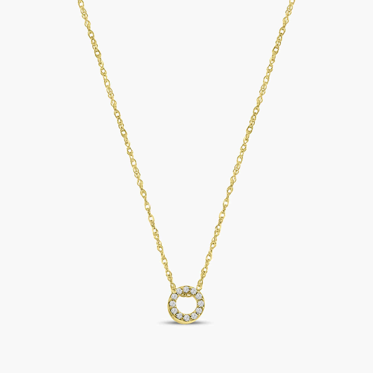 14KY 0.05 Ctw Diamond Circle Pendant with Chain