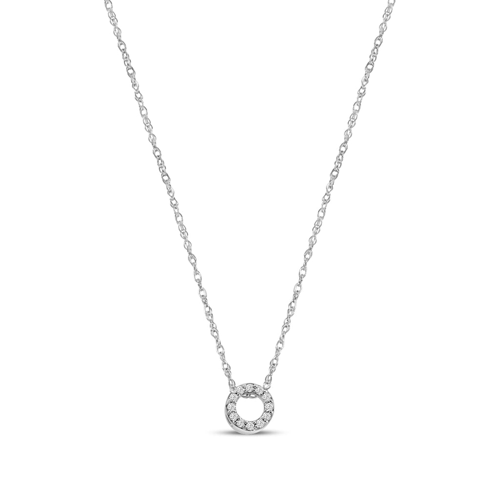 14KY 0.05 Ctw Diamond Circle Pendant with Chain