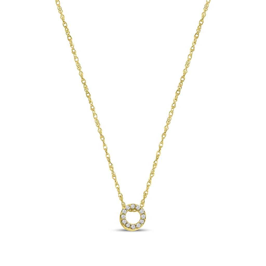 14KY 0.05 Ctw Diamond Circle Pendant with Chain