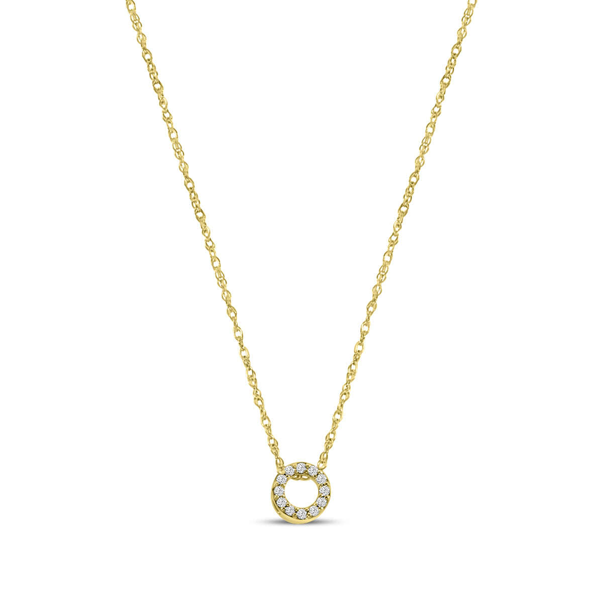 14KY 0.05 Ctw Diamond Circle Pendant with Chain