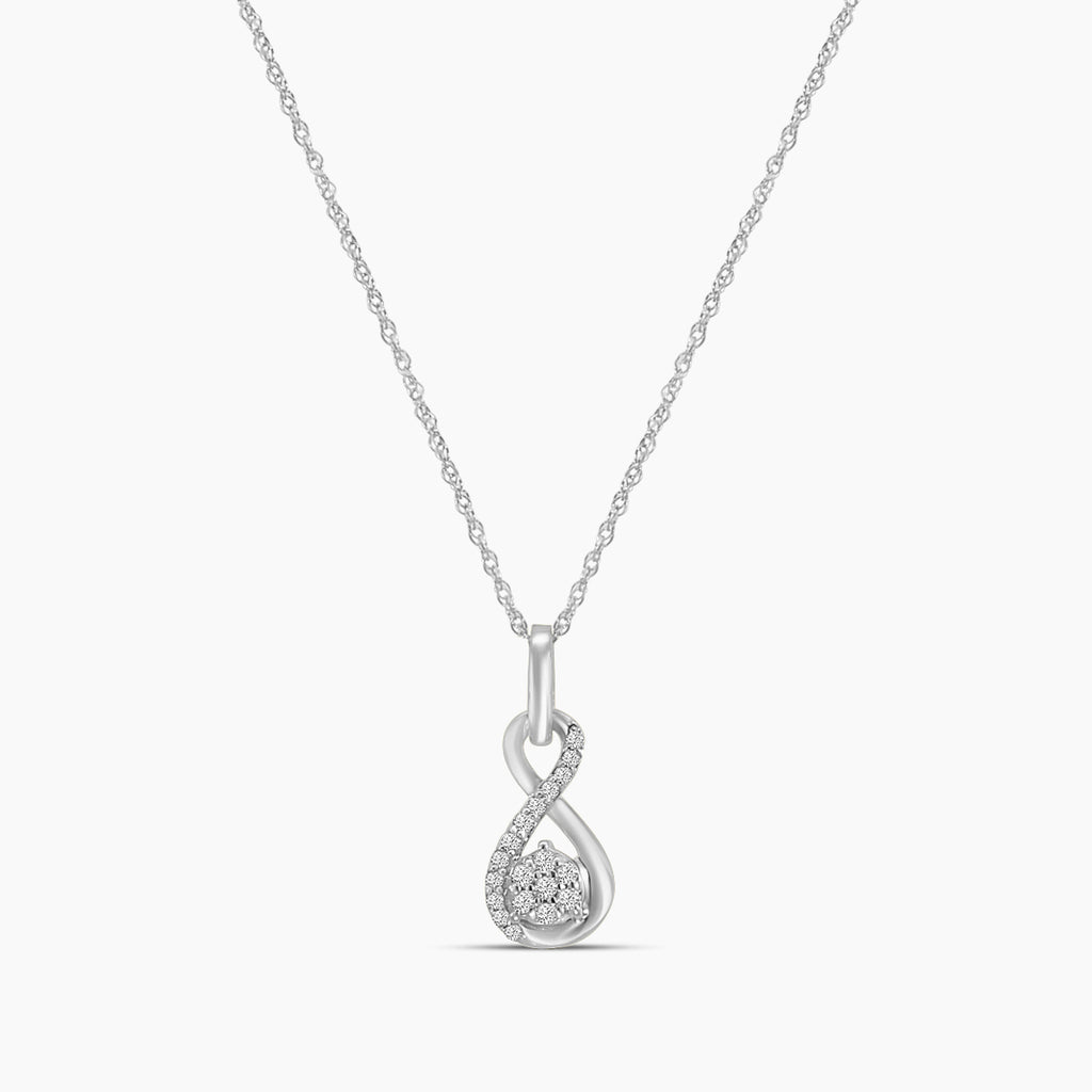 0.08 Ctw Diam Infinity Shape Cluster Necklace