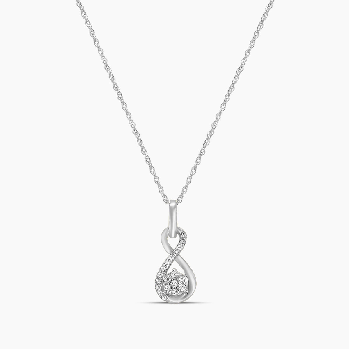 0.08 Ctw Diam Infinity Shape Cluster Necklace