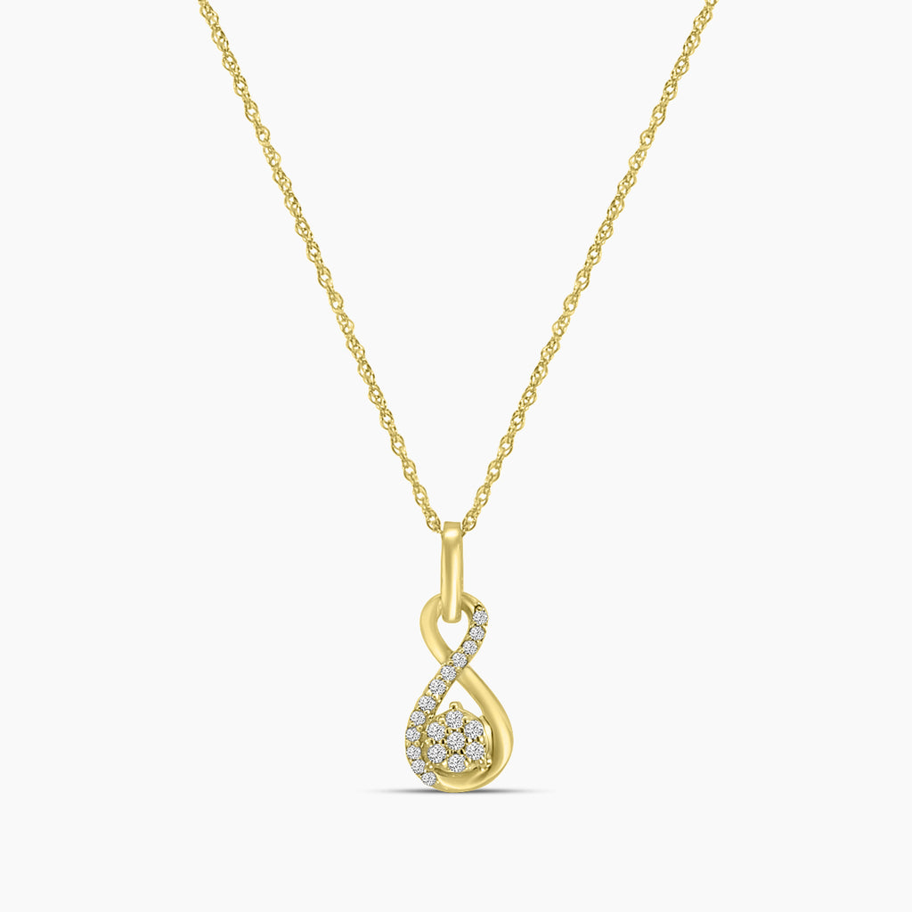 0.08 Ctw Diamond Infinity Shape Cluster Pendant with Chain