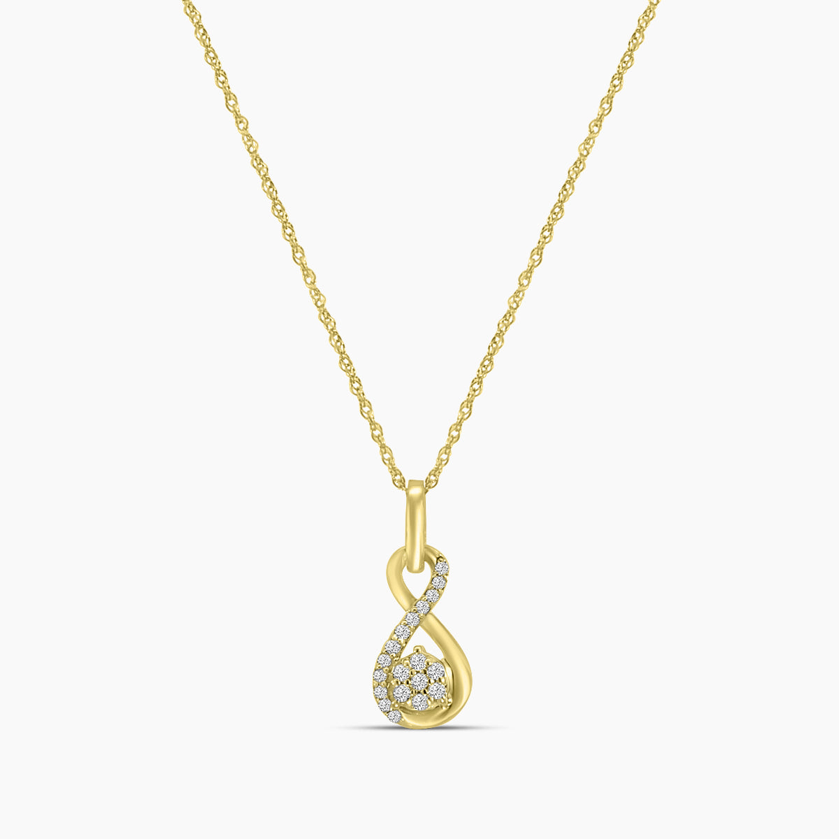 0.08 Ctw Diamond Infinity Shape Cluster Pendant with Chain