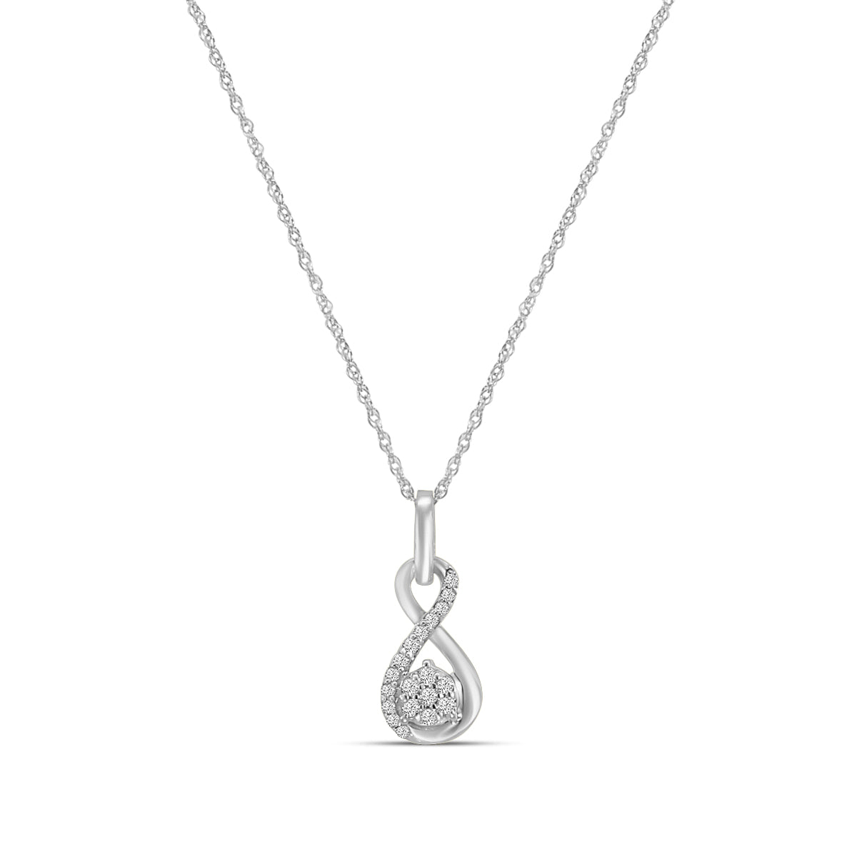 0.08 Ctw Diam Infinity Shape Cluster Necklace
