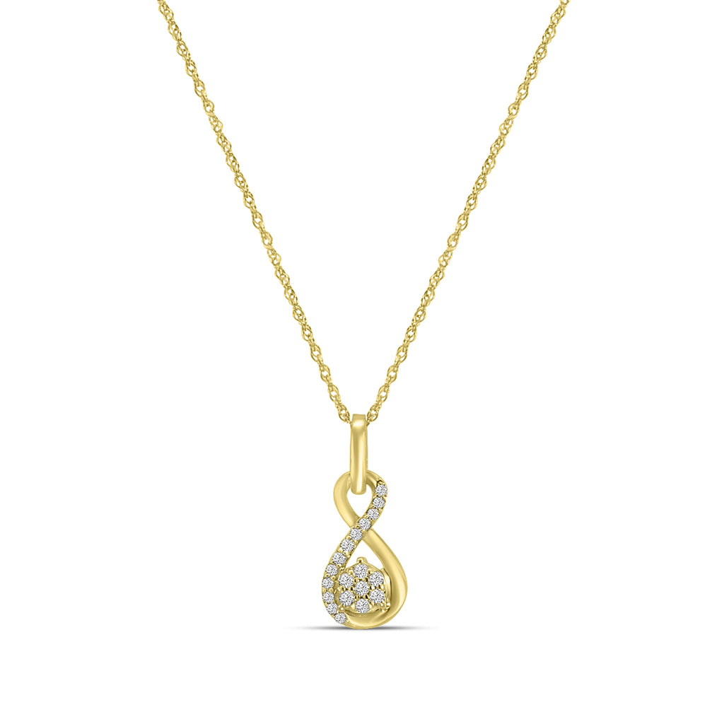 0.08 Ctw Diamond Infinity Shape Cluster Pendant with Chain