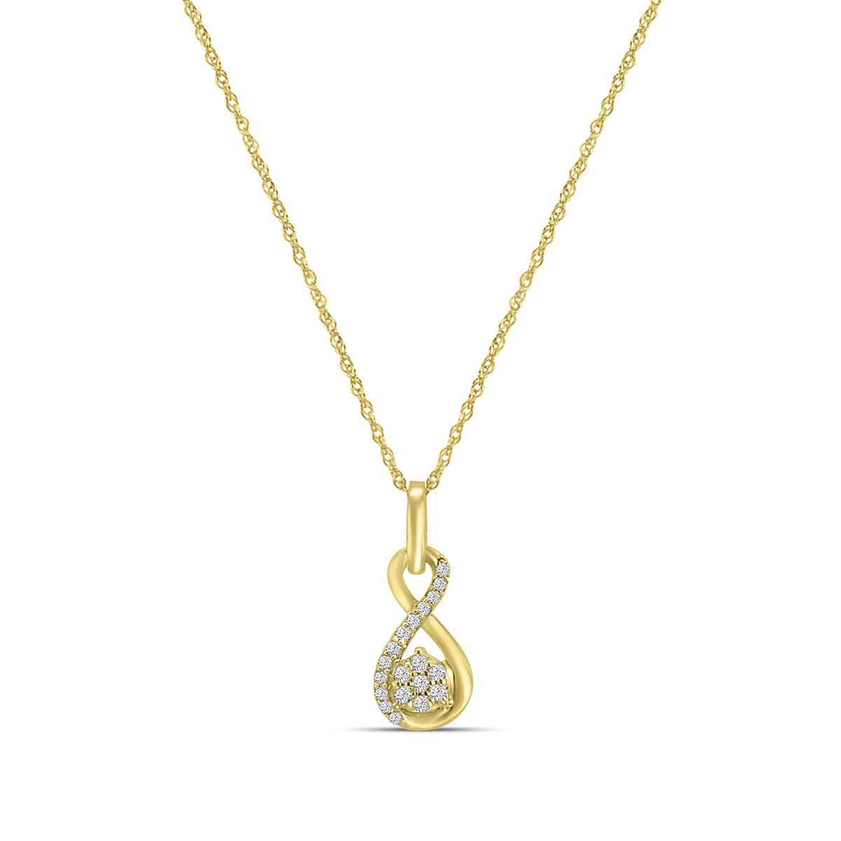0.08 Ctw Diamond Infinity Shape Cluster Pendant with Chain