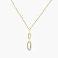 0.10 Ctw Diamond Paper Clip Oval Pendant with Chain