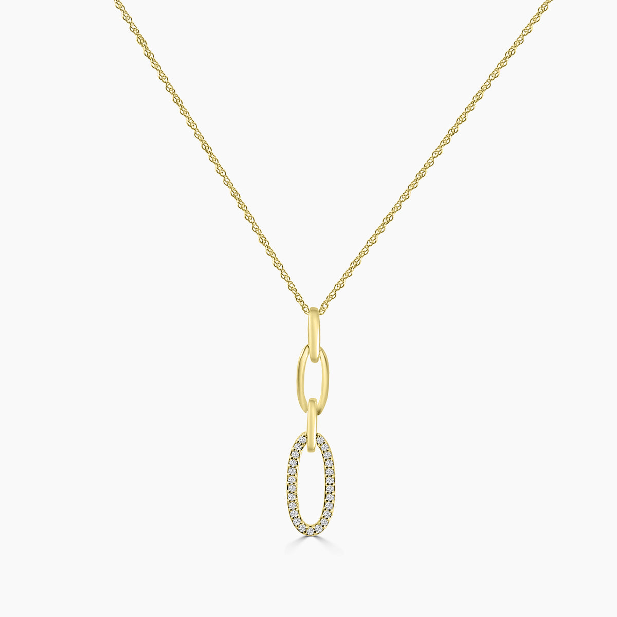 0.10 Ctw Diamond Paper Clip Oval Pendant with Chain