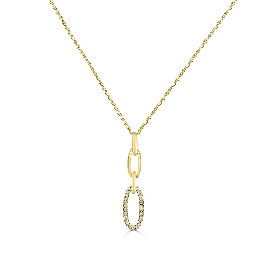 0.10 Ctw Diamond Paper Clip Oval Pendant with Chain