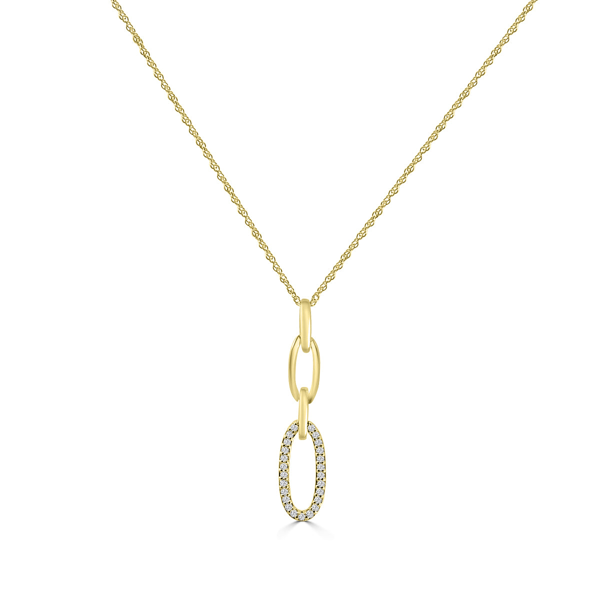 0.10 Ctw Diamond Paper Clip Oval Pendant with Chain