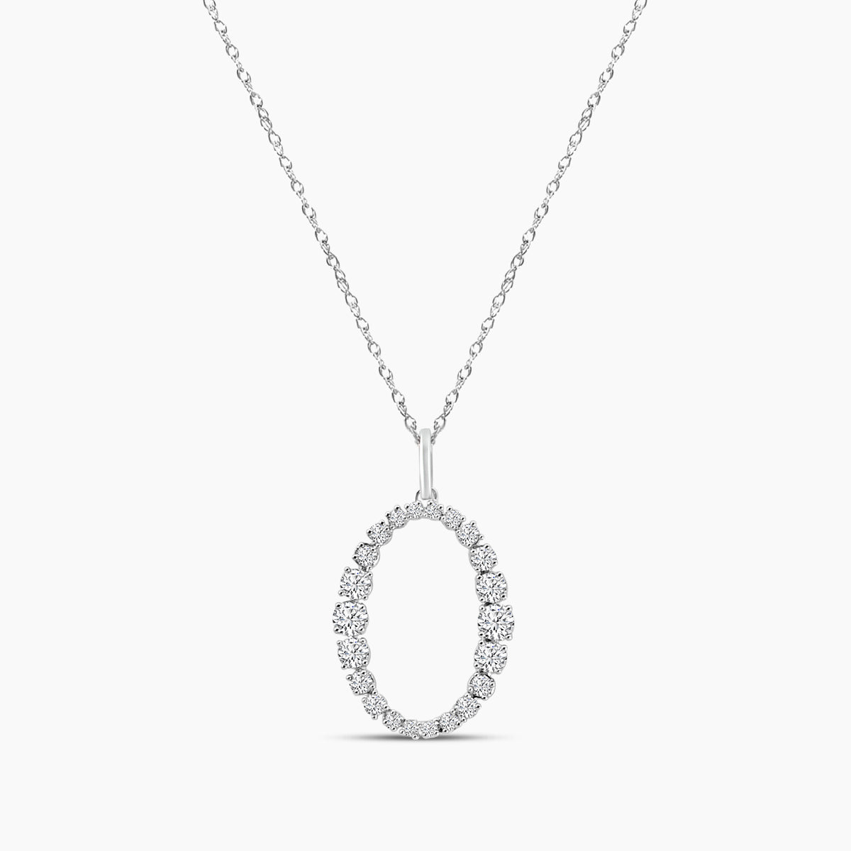 14KY 0.50 Ctw Diamond Oval Pendant with Chain