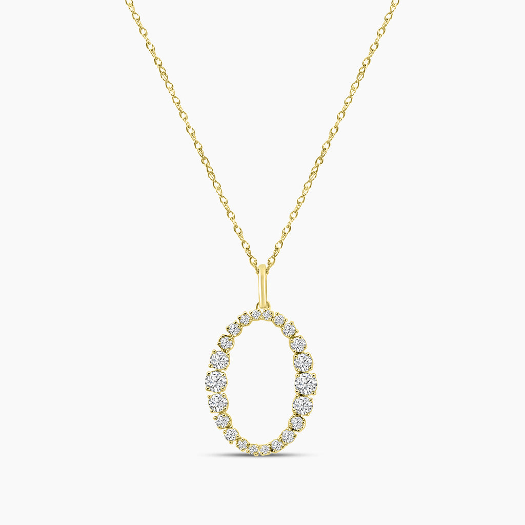 0.50 Ctw Diamond Oval Pendant with Chain