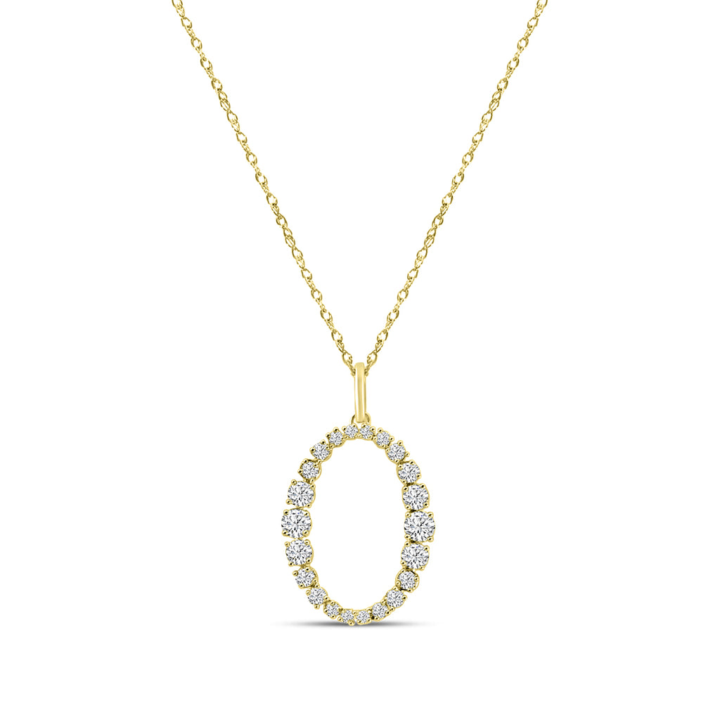 0.50 Ctw Diamond Oval Pendant with Chain