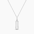 0.10 Ctw Diamond Paperclip Pendant with Chain