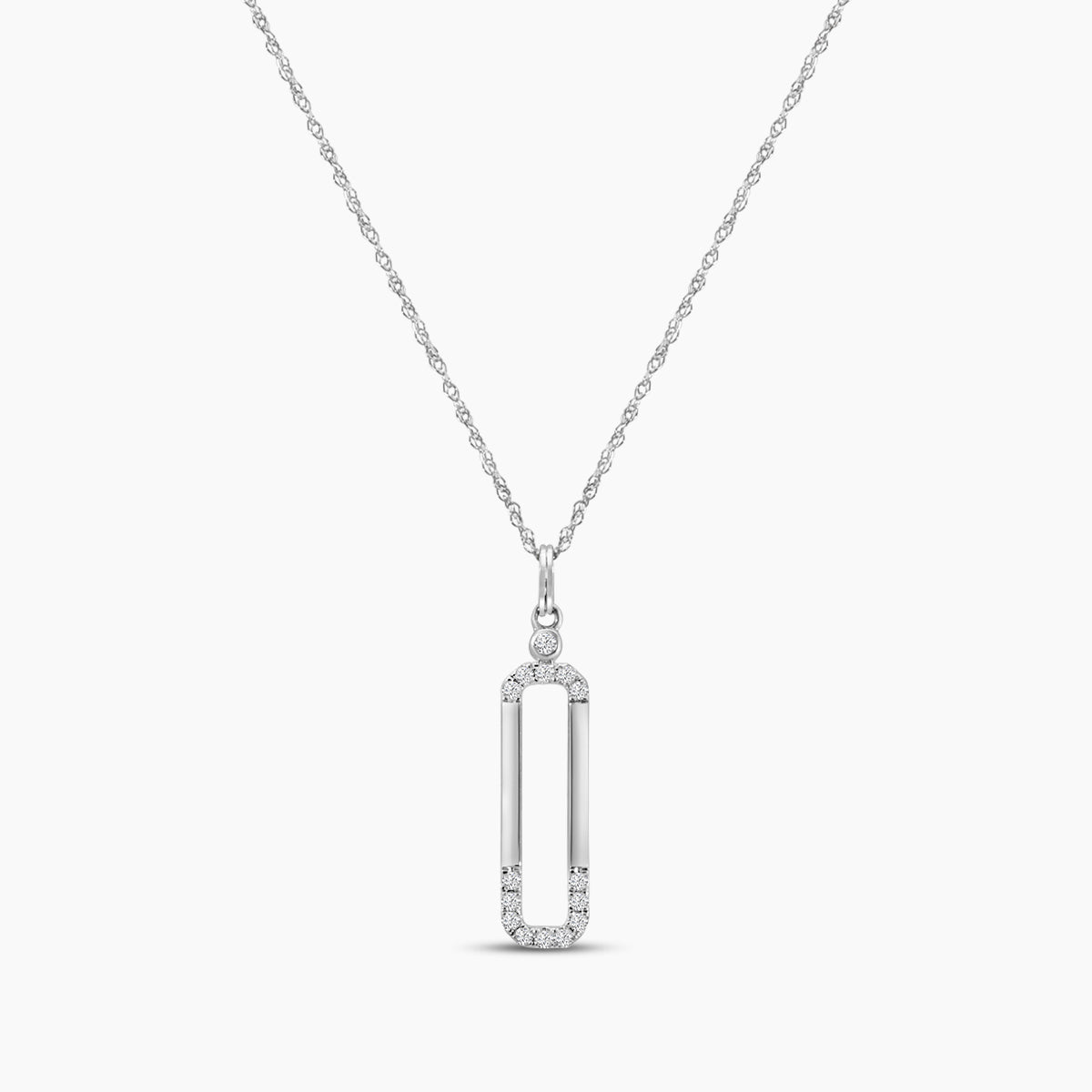 0.10 Ctw Diamond Paperclip Pendant with Chain