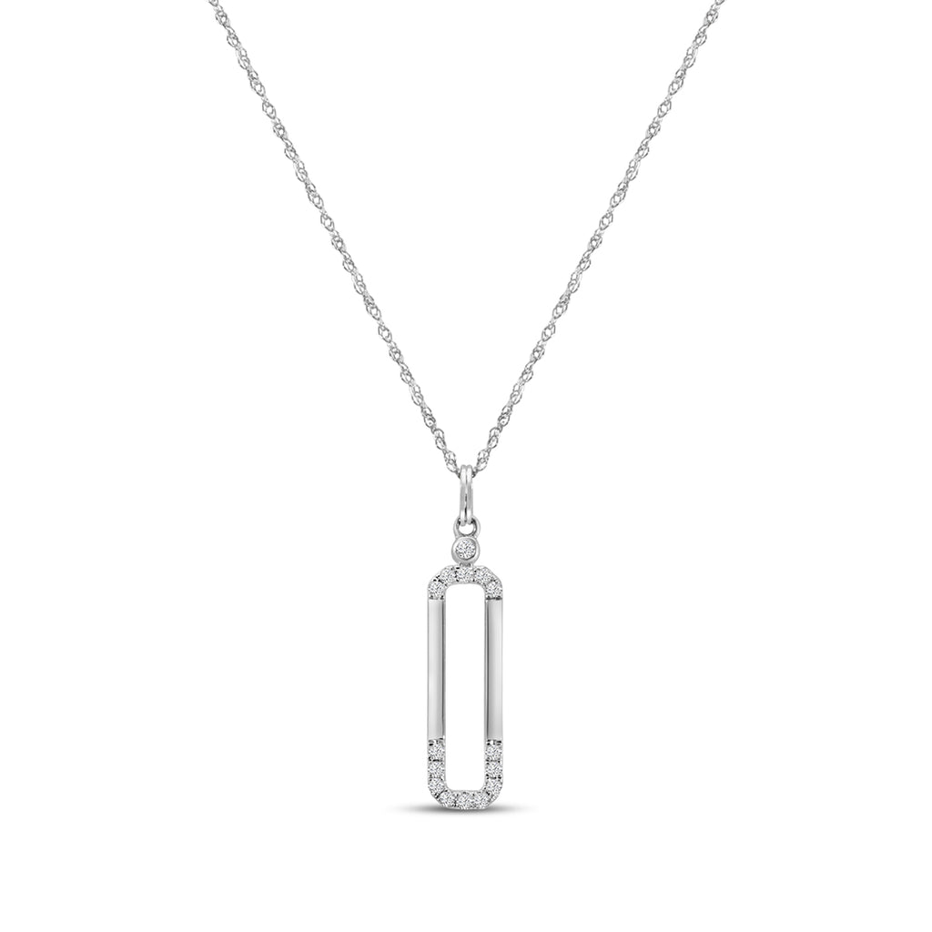 0.10 Ctw Diamond Paperclip Pendant with Chain