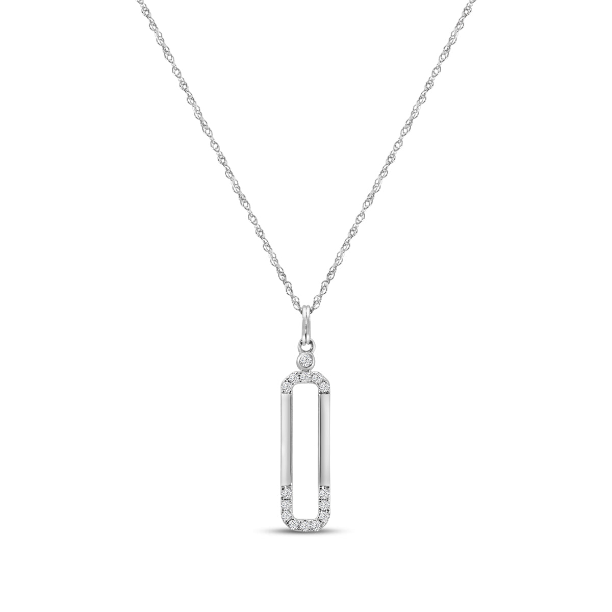 0.10 Ctw Diamond Paperclip Pendant with Chain