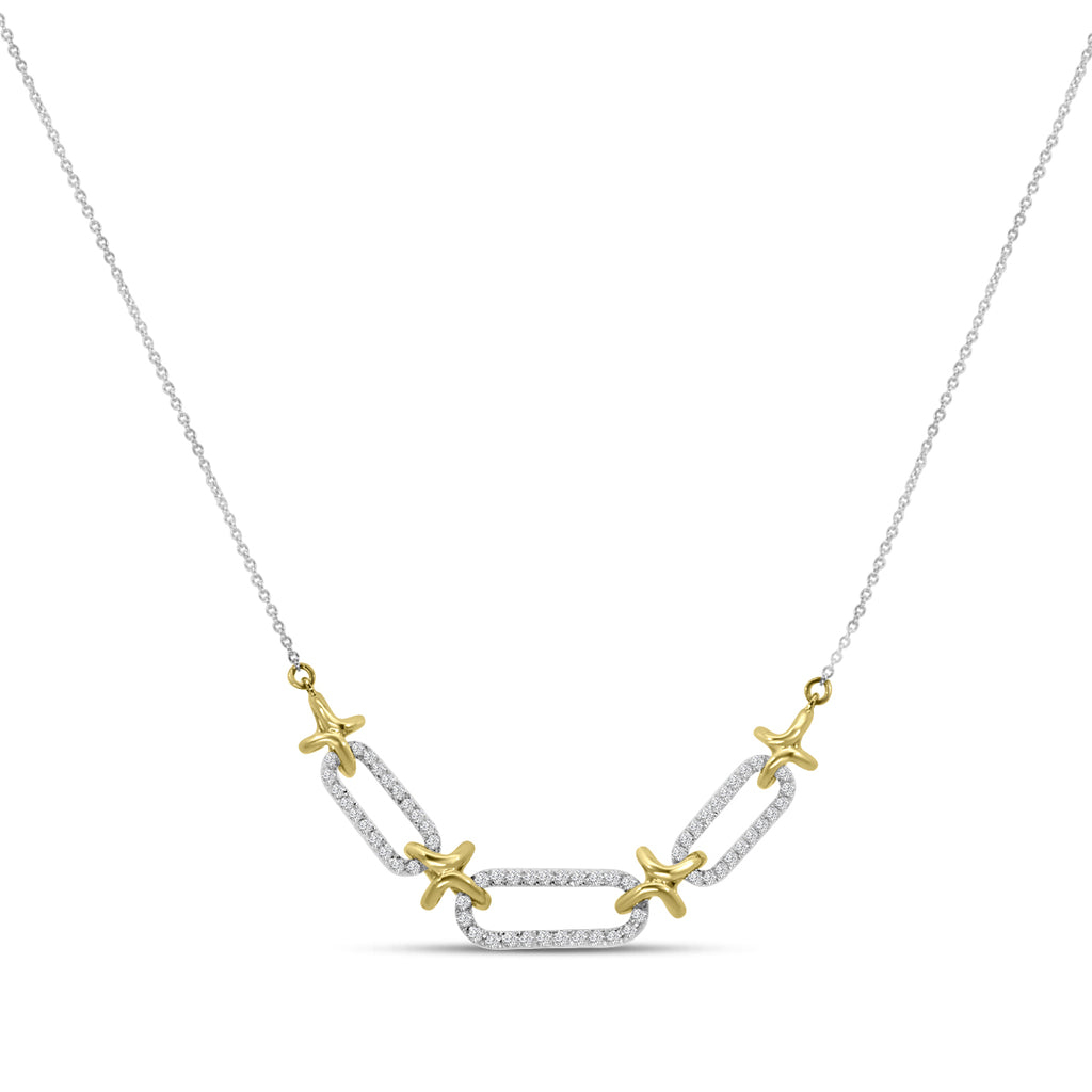 14TT Classic Standard 4 prong 0.30 Ctw Diamond Fashion Paperclip Necklace with Chain