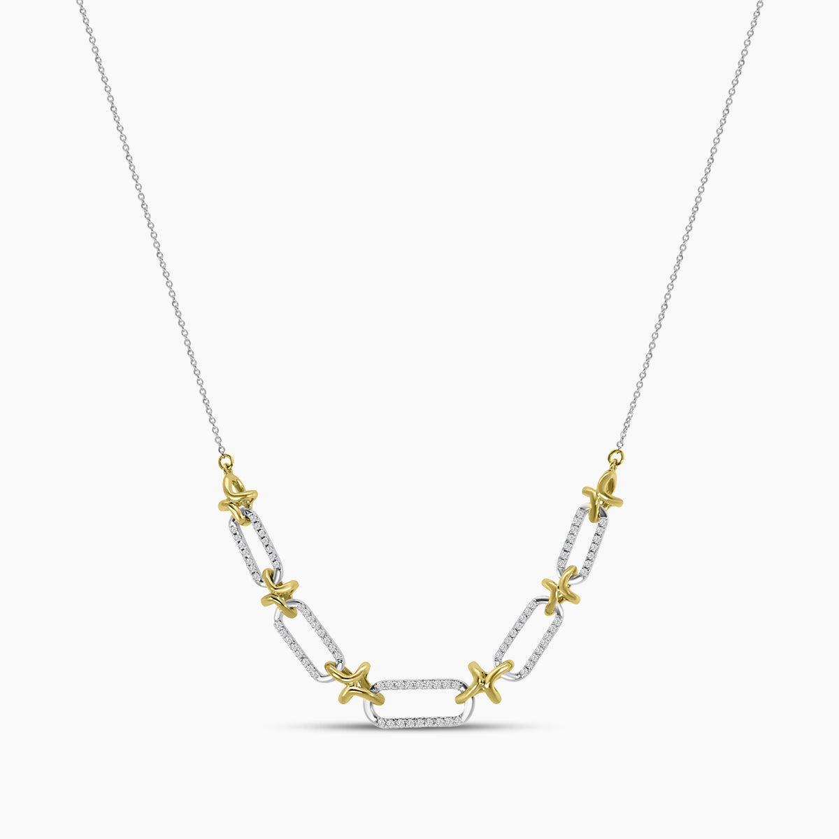 14TT Classic Standard 4 prong 0.25 Ctw Diamond Fashion Paperclip Necklace with Chain
