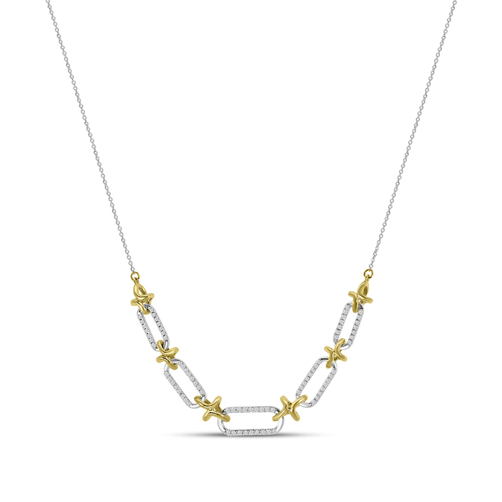 14TT Classic Standard 4 prong 0.25 Ctw Diamond Fashion Paperclip Necklace with Chain