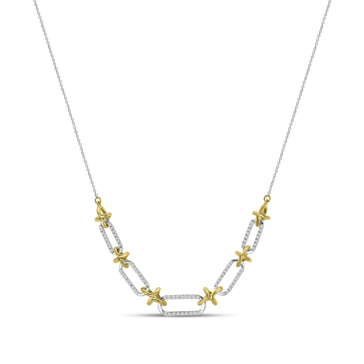 14TT Classic Standard 4 prong 0.25 Ctw Diamond Fashion Paperclip Necklace with Chain