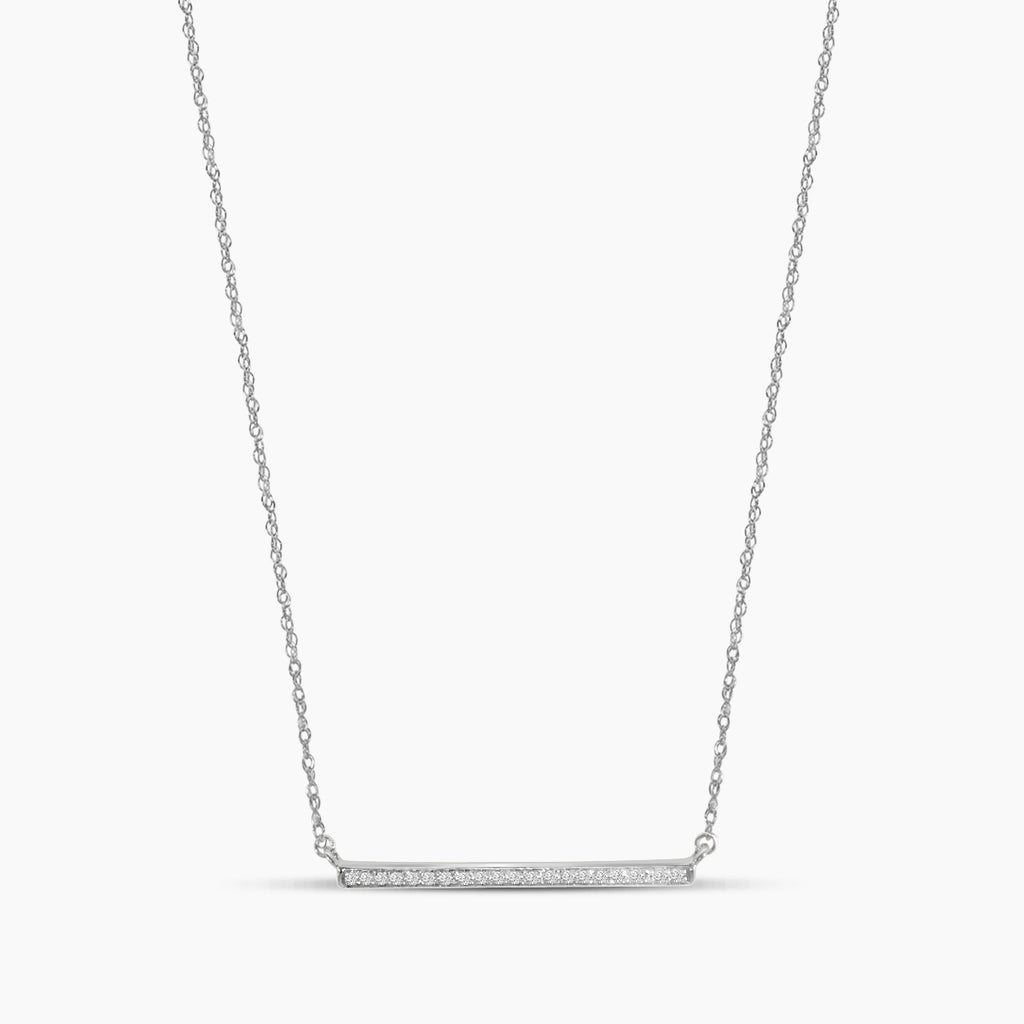 Classic 4 Prong 0.10 Ctw Diamond Bar Necklace with Chain